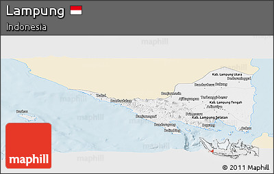 Classic Style Panoramic Map of Lampung, single color outside