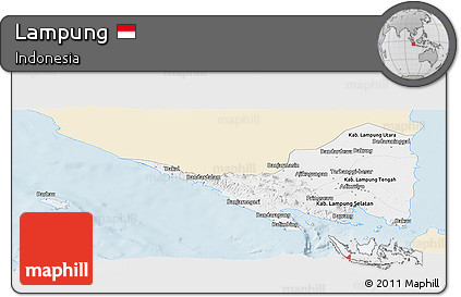 Classic Style Panoramic Map of Lampung, single color outside