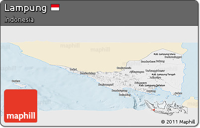 Classic Style Panoramic Map of Lampung, single color outside