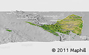 Satellite Panoramic Map of Lampung, lighten, desaturated