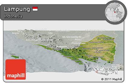 Satellite Panoramic Map of Lampung, lighten, semi-desaturated