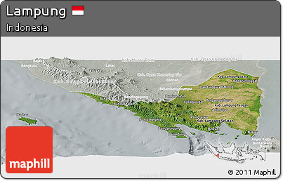 Satellite Panoramic Map of Lampung, lighten, semi-desaturated