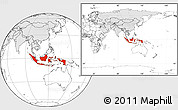 Blank Location Map of Indonesia, highlighted continent, within the entire continent