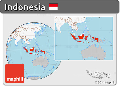 Gray Location Map of Indonesia, highlighted continent