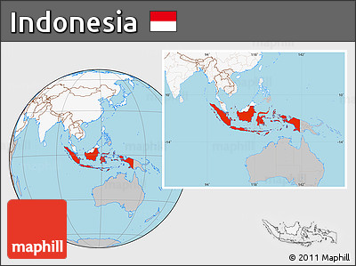 Gray Location Map of Indonesia, highlighted continent