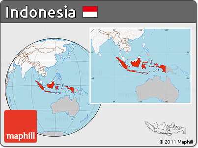 Gray Location Map of Indonesia, highlighted continent