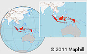 Gray Location Map of Indonesia, highlighted continent