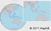 Gray Location Map of Indonesia, hill shading inside