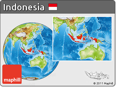 Physical Location Map of Indonesia