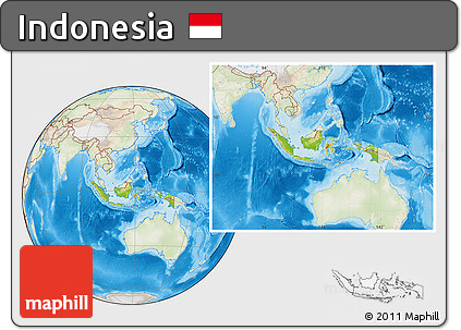 Physical Location Map of Indonesia, lighten, land only