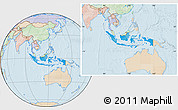 Political Location Map of Indonesia, lighten, land only