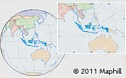 Political Location Map of Indonesia, lighten