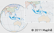 Political Location Map of Indonesia, lighten, semi-desaturated