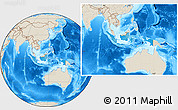 Political Location Map of Indonesia, shaded relief outside