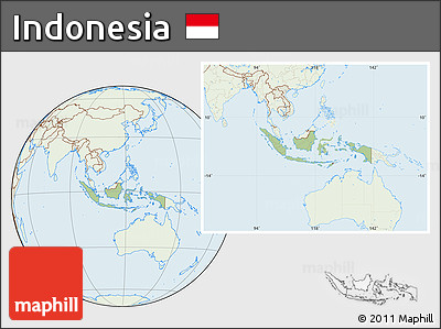 Savanna Style Location Map of Indonesia, lighten
