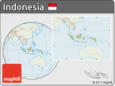 Savanna Style Location Map of Indonesia, lighten