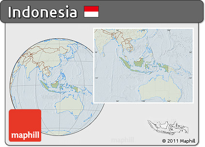 Savanna Style Location Map of Indonesia, lighten, hill shading