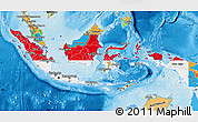 Flag Map of Indonesia, political outside, flag centered
