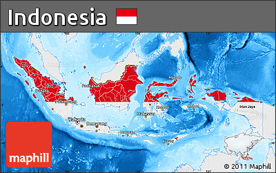 Flag Map of Indonesia, single color outside, bathymetry sea