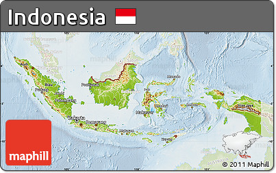Physical Map of Indonesia, lighten