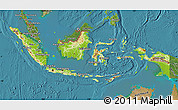 Physical Map of Indonesia, satellite outside