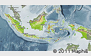 Physical Map of Indonesia, semi-desaturated