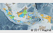 Political Map of Indonesia, semi-desaturated