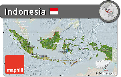 Satellite Map of Indonesia, lighten