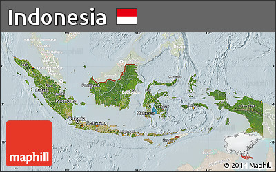 Satellite Map of Indonesia, lighten