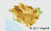 Physical Map of Kab. Tapanuli Utara, single color outside