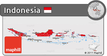 Flag Panoramic Map of Indonesia