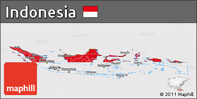 Flag Panoramic Map of Indonesia