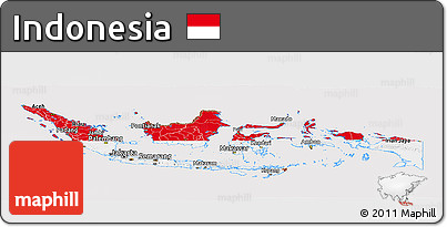 Flag Panoramic Map of Indonesia