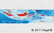 Flag Panoramic Map of Indonesia, shaded relief outside