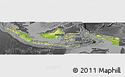 Physical Panoramic Map of Indonesia, darken, desaturated