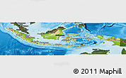 Physical Panoramic Map of Indonesia, darken, land only