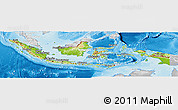 Physical Panoramic Map of Indonesia, lighten, desaturated, land only
