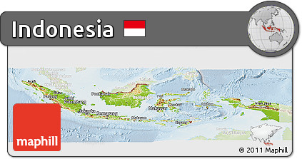 Physical Panoramic Map of Indonesia, lighten