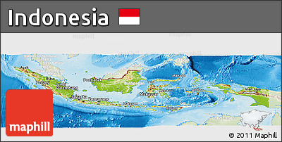 Physical Panoramic Map of Indonesia, lighten, land only