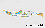 Political Panoramic Map of Indonesia, cropped outside