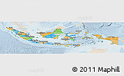 Political Panoramic Map of Indonesia, lighten