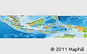 Political Panoramic Map of Indonesia, physical outside