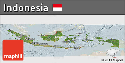Satellite Panoramic Map of Indonesia, lighten