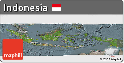 Satellite Panoramic Map of Indonesia, semi-desaturated