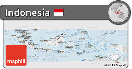 Silver Style Panoramic Map of Indonesia