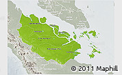 Physical 3D Map of Riau, lighten, semi-desaturated