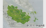 Satellite 3D Map of Riau, lighten, semi-desaturated