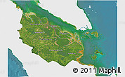 Satellite 3D Map of Riau, single color outside