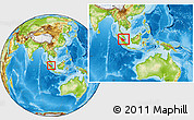 Physical Location Map of Riau, within the entire country