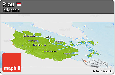 Physical Panoramic Map of Riau, single color outside